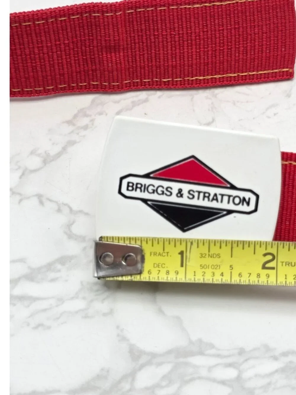 Vintage Briggs & Stratton Belt and Buckle USA Promo Service Parts Mechanic Red